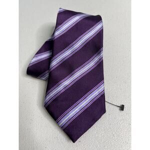 Canali 1934 Purple Striped Pattern 100% Silk Designer Made in Italy Tie